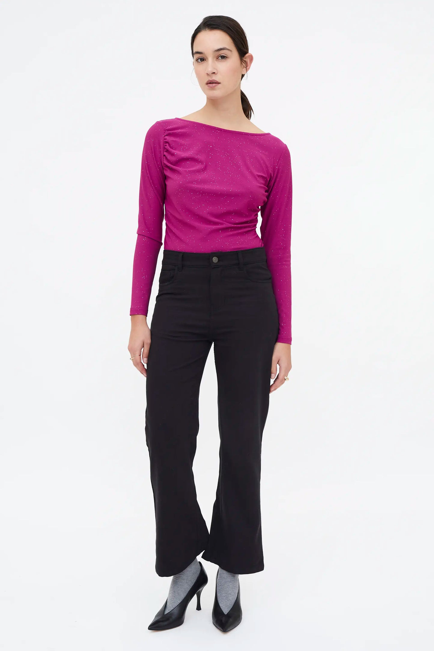 Magenta boat neck t-shirt