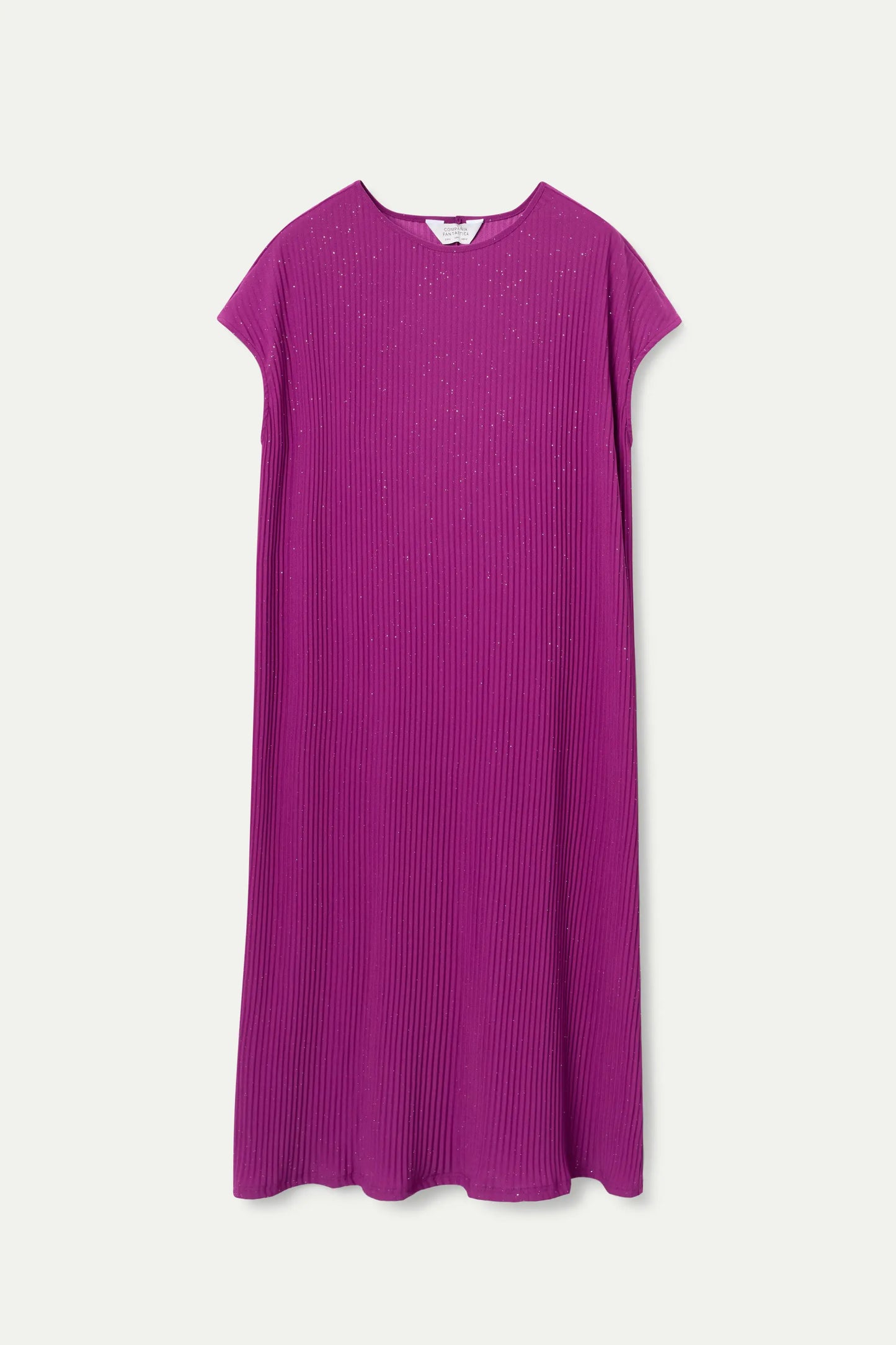 Vestido manga corta magenta