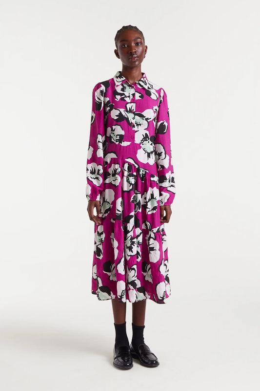 Vestido midi con estampado Vivid Viola