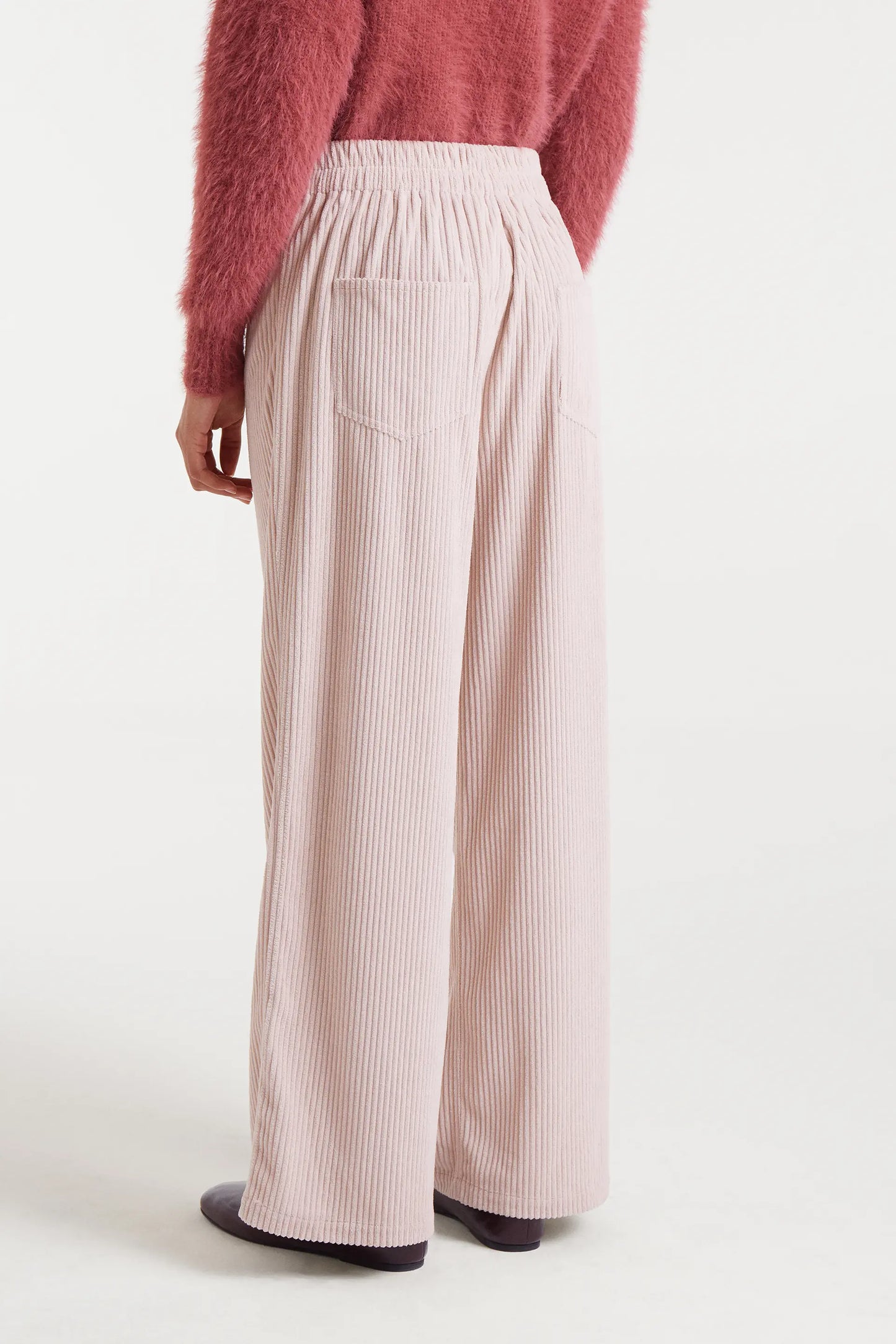 Pantaloni dritti in velluto a coste bianco