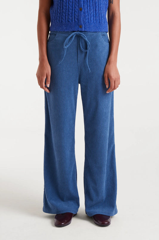 Pantalón recto de pana azul