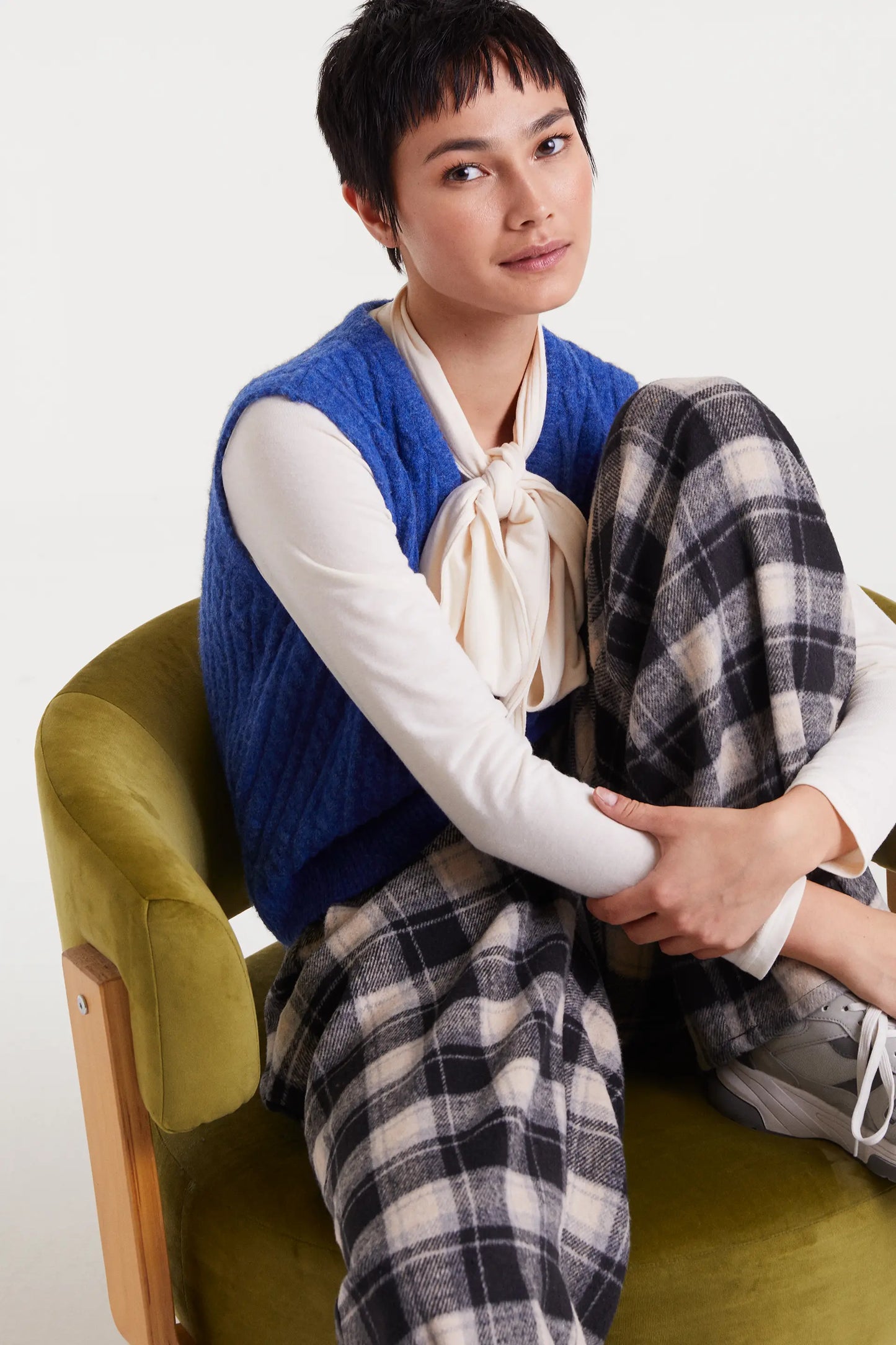 Black Check Print Trousers