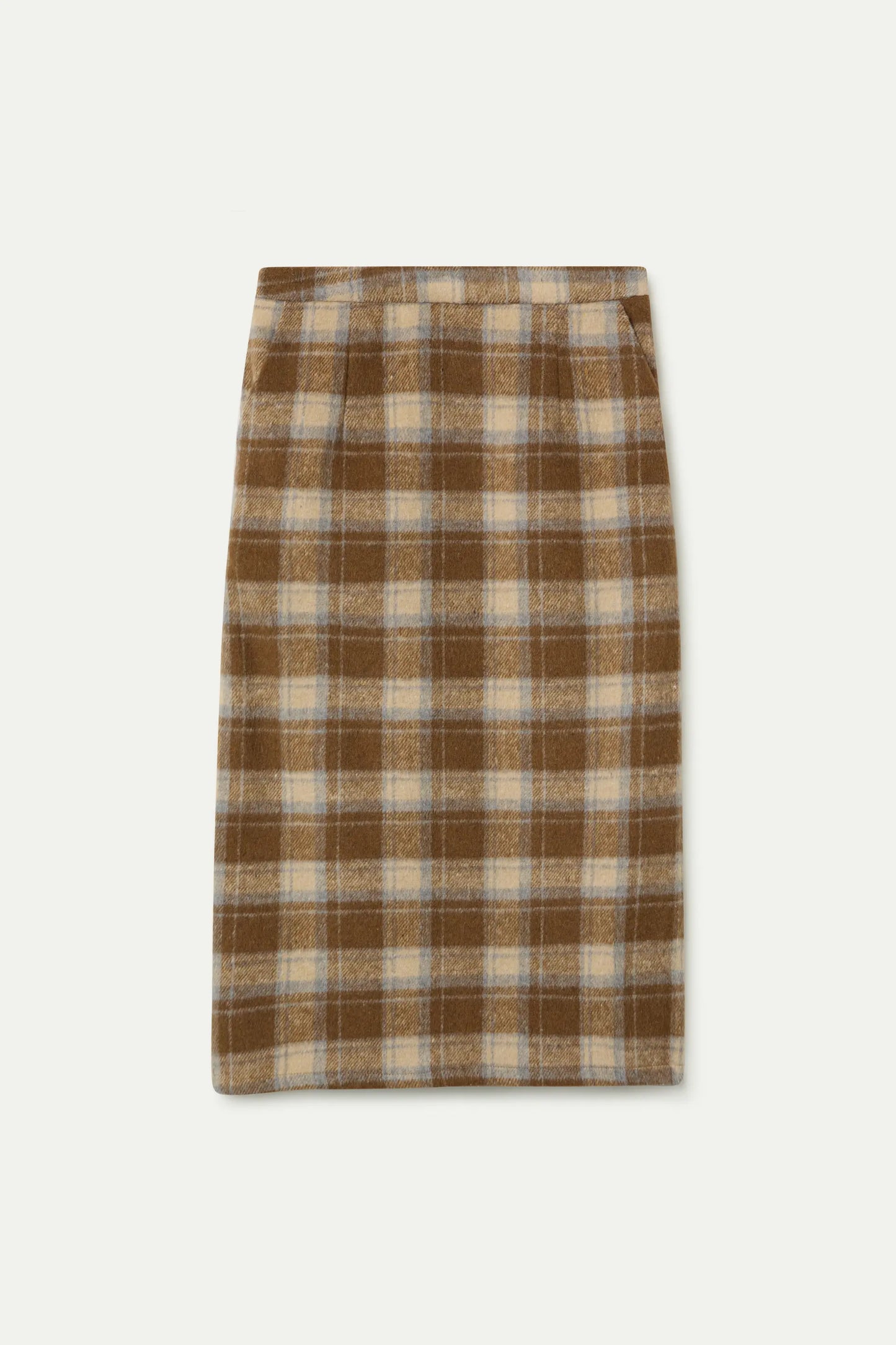Beige Check Print Skirt