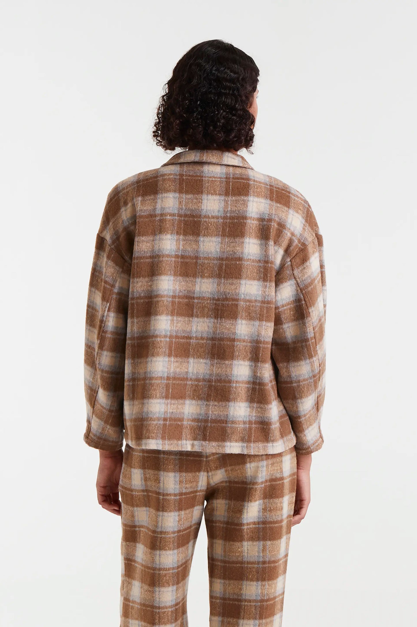 Beige Check Print Shirt