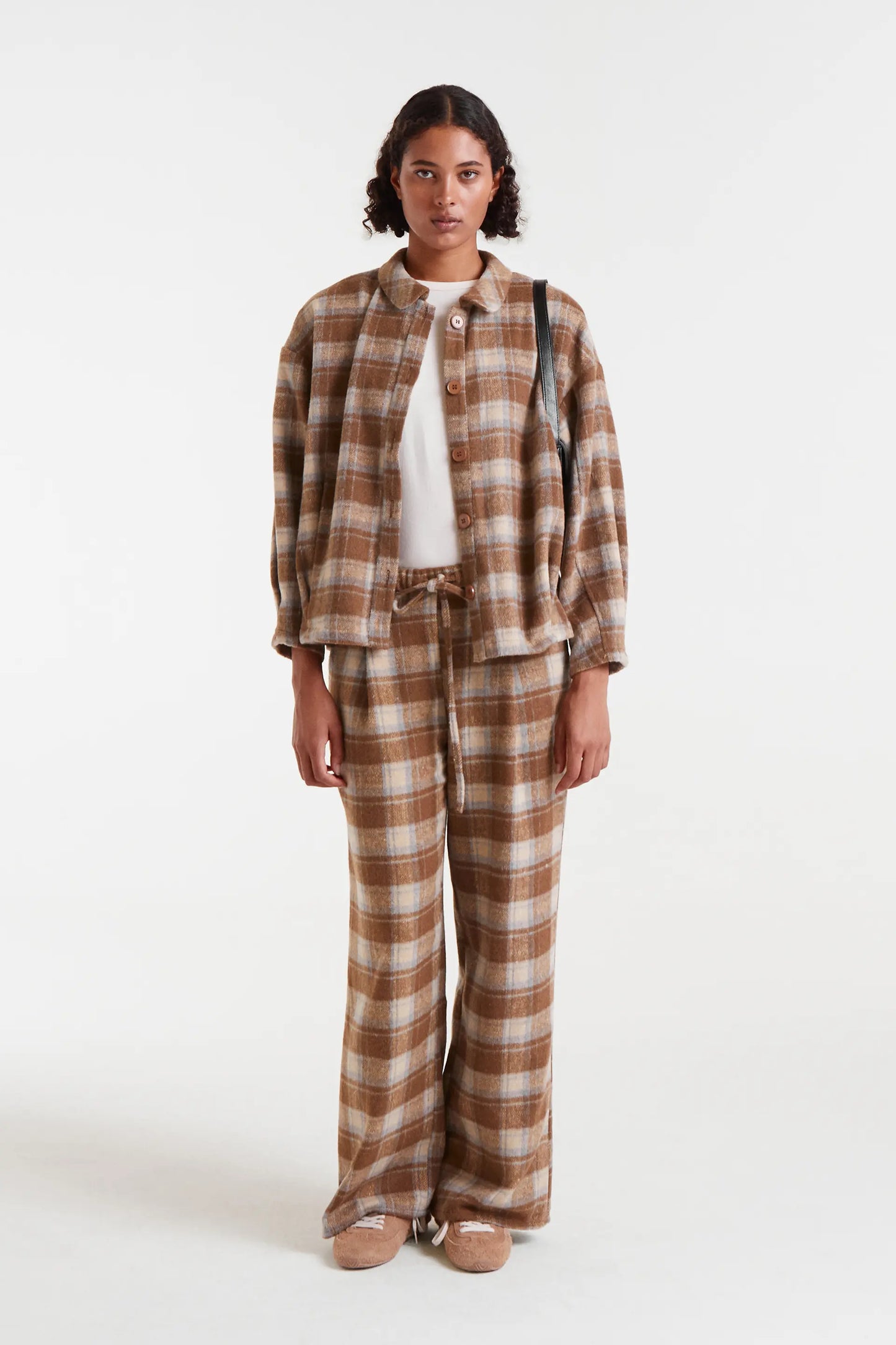 Beige Check Print Shirt