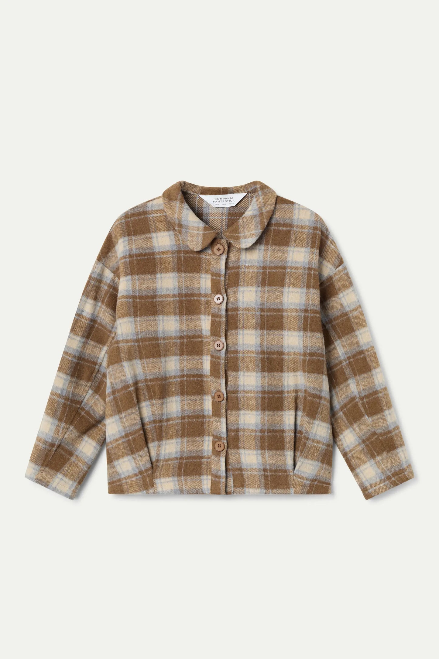 Beige Check Print Shirt