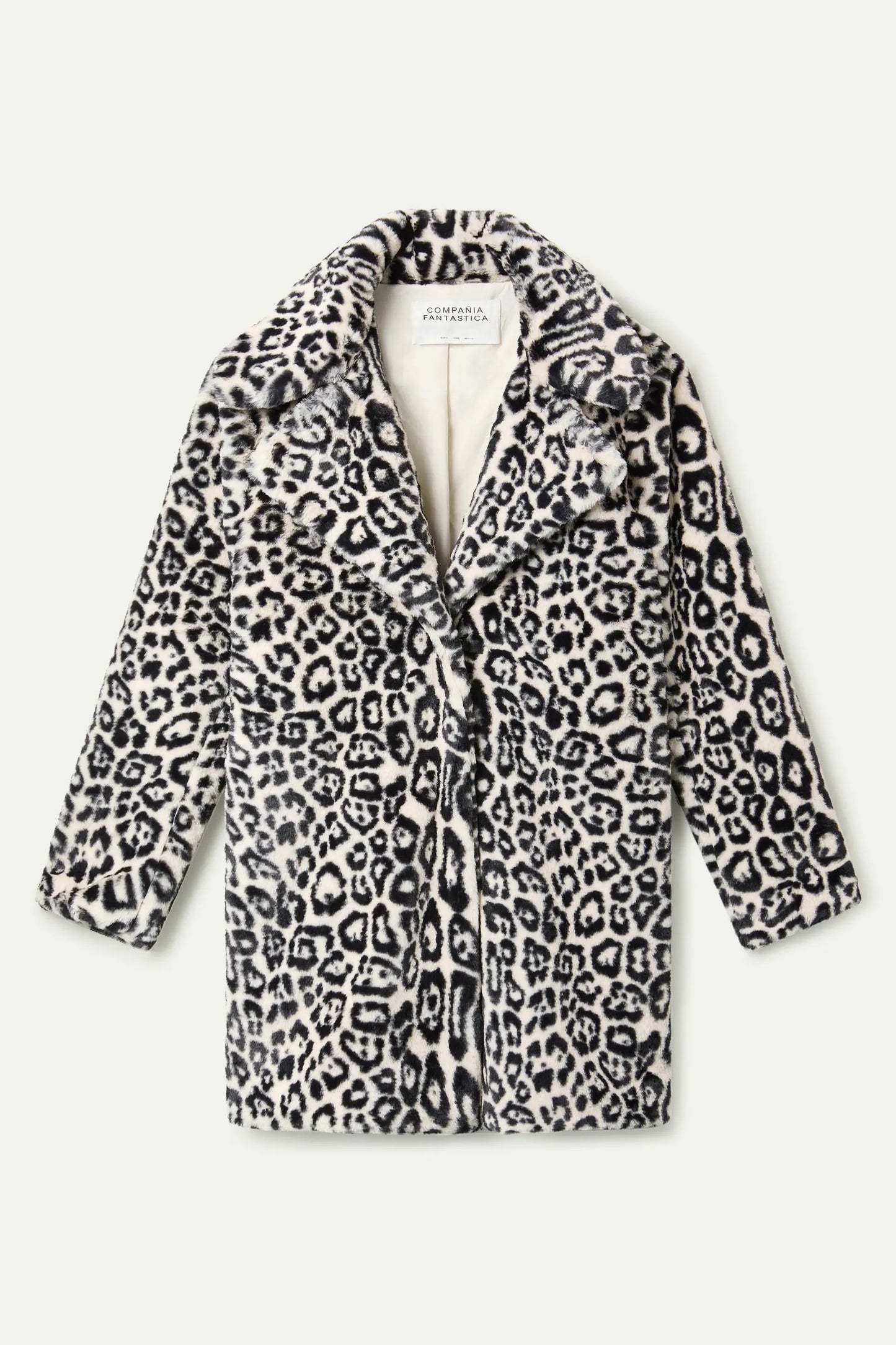 Cappotto bianco con stampa animalier