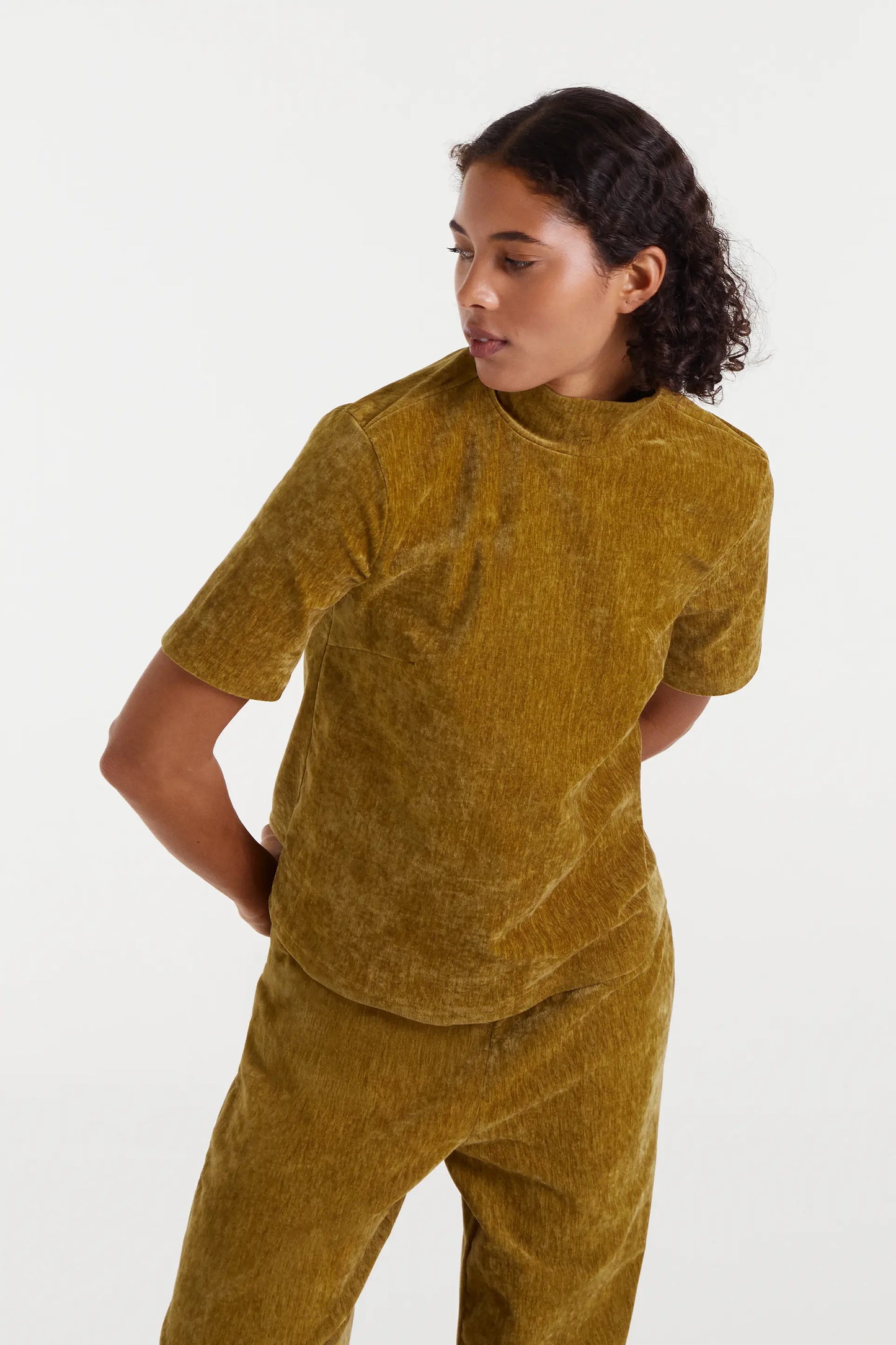 Ochre velvet top