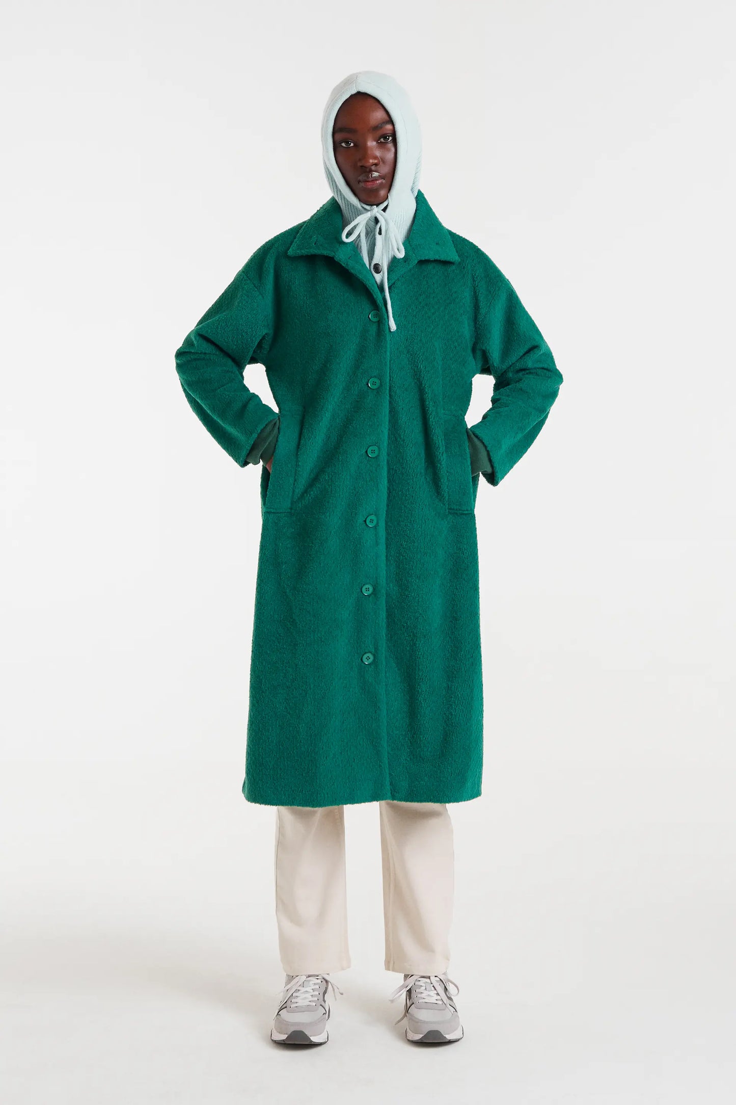 Lungo cappotto verde