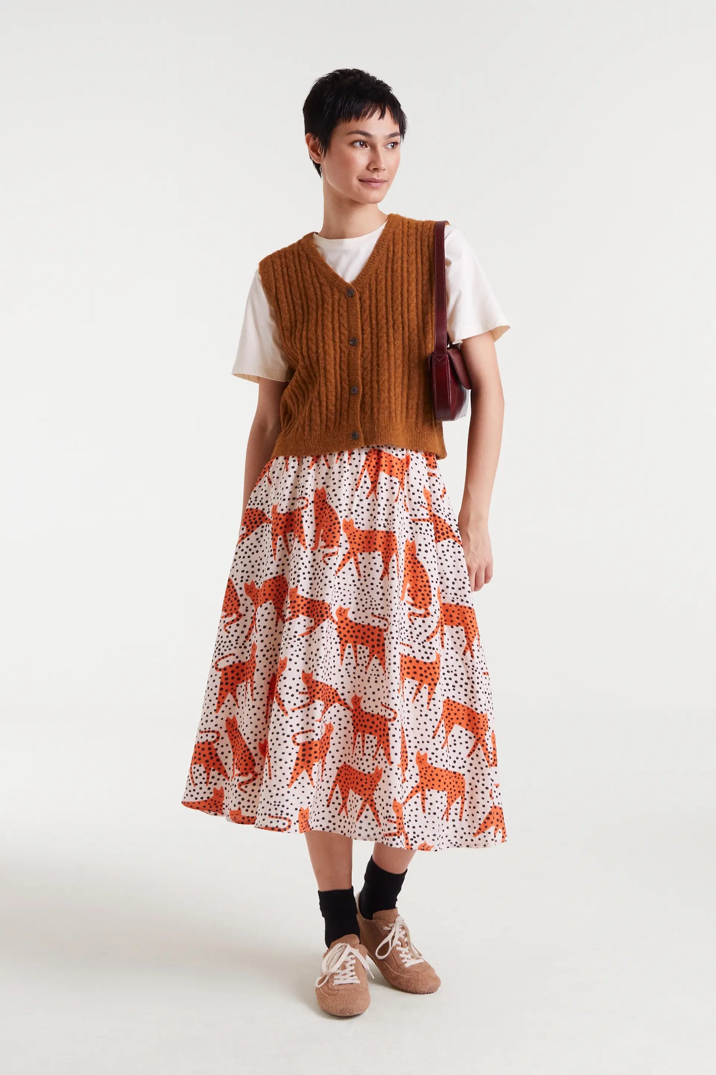 Gonna midi con stampa Tano