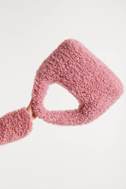 Bolso de mano Faux Fur rosado