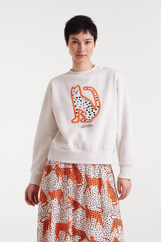 Sudadera blanca con estampado Cat Lover Since Forever