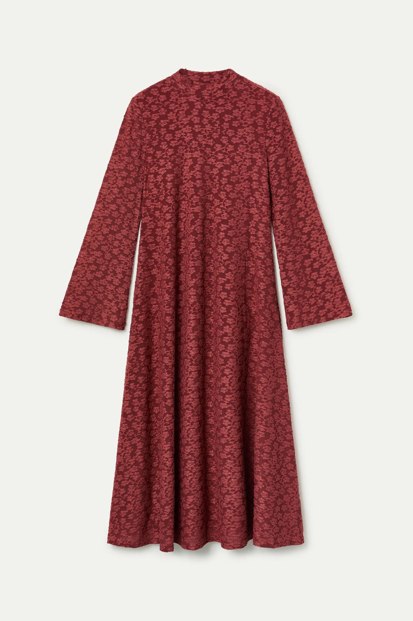 Long dress with brown floral lace