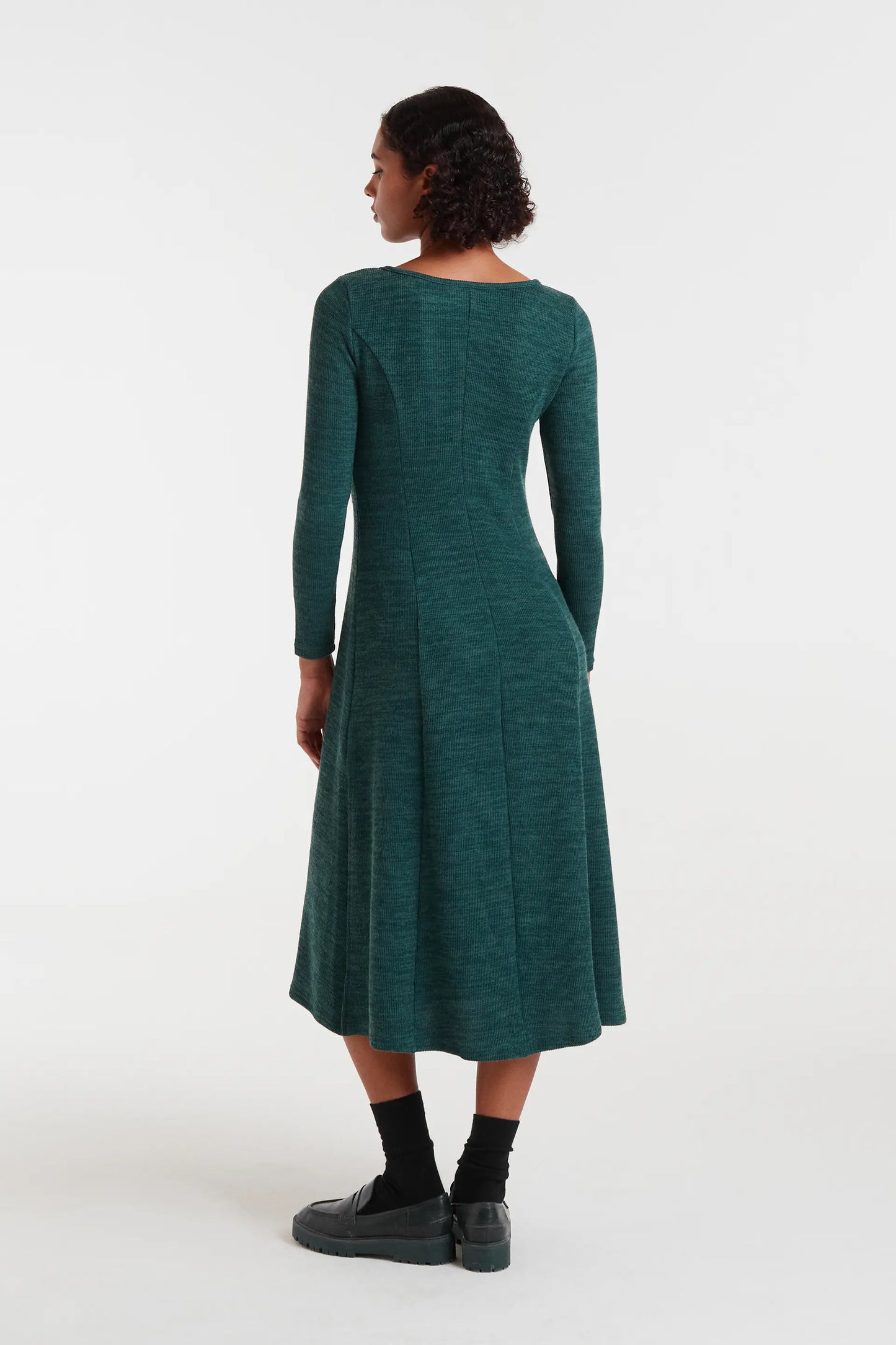 Abito midi in maglia a coste verde