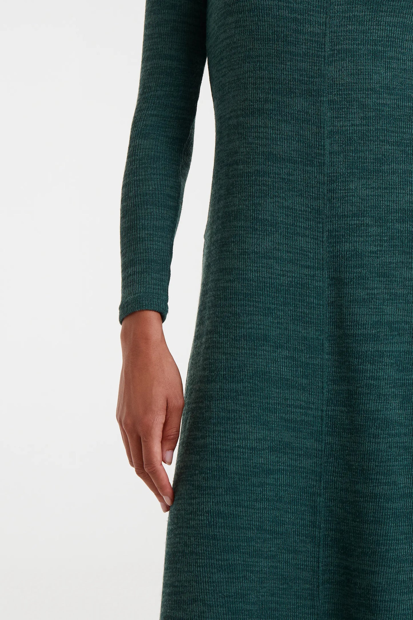 Abito midi in maglia a coste verde