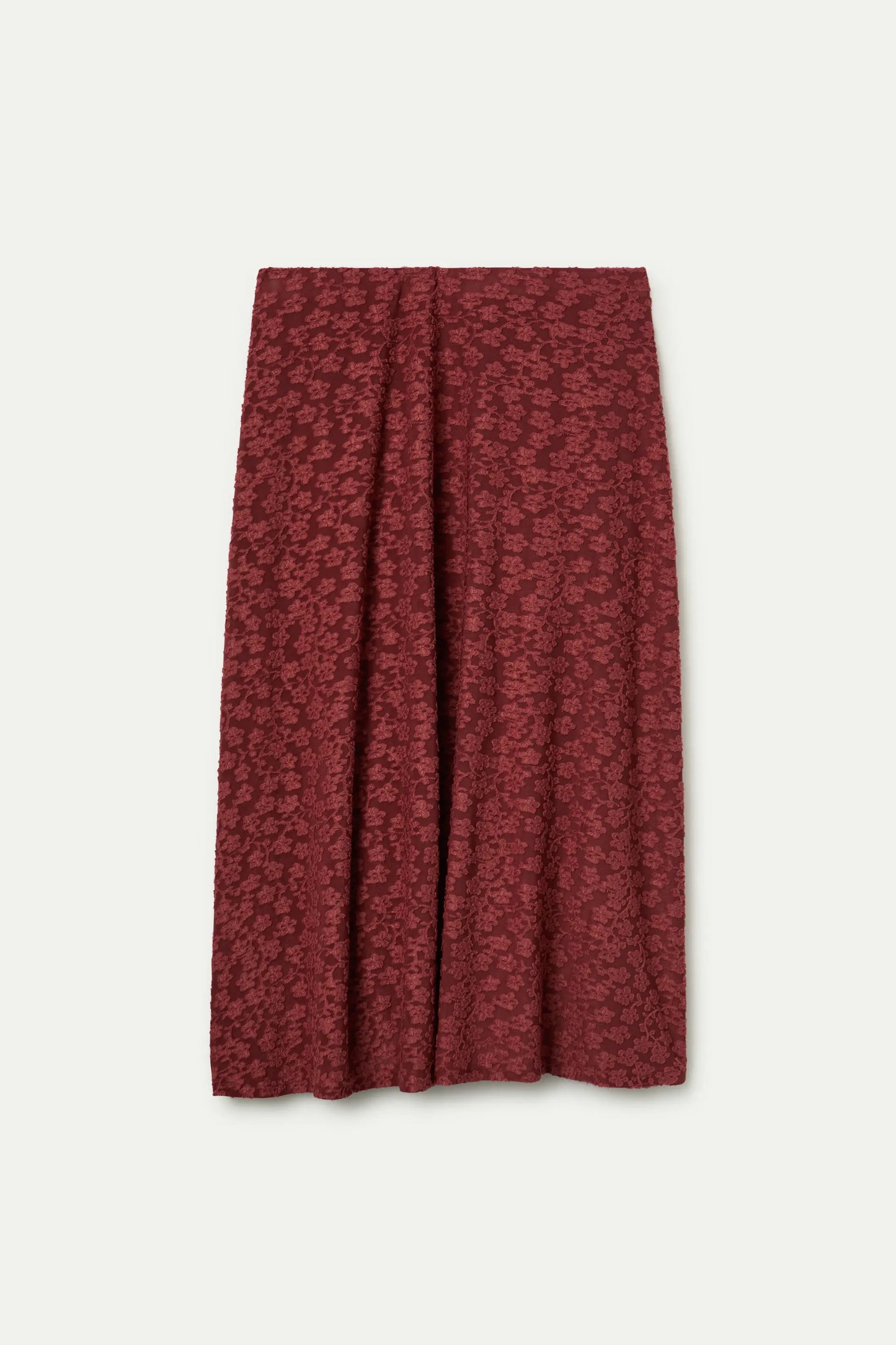 Brown floral lace midi skirt