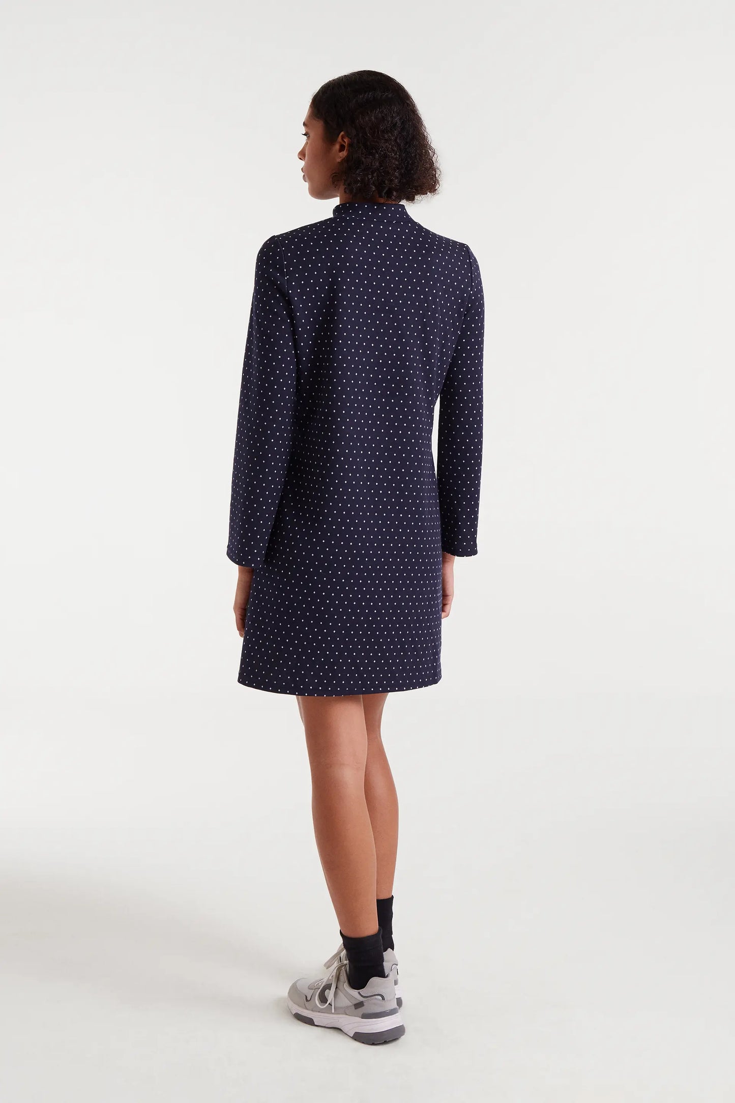 Abito corto in jacquard con stampa Super Mini Dots