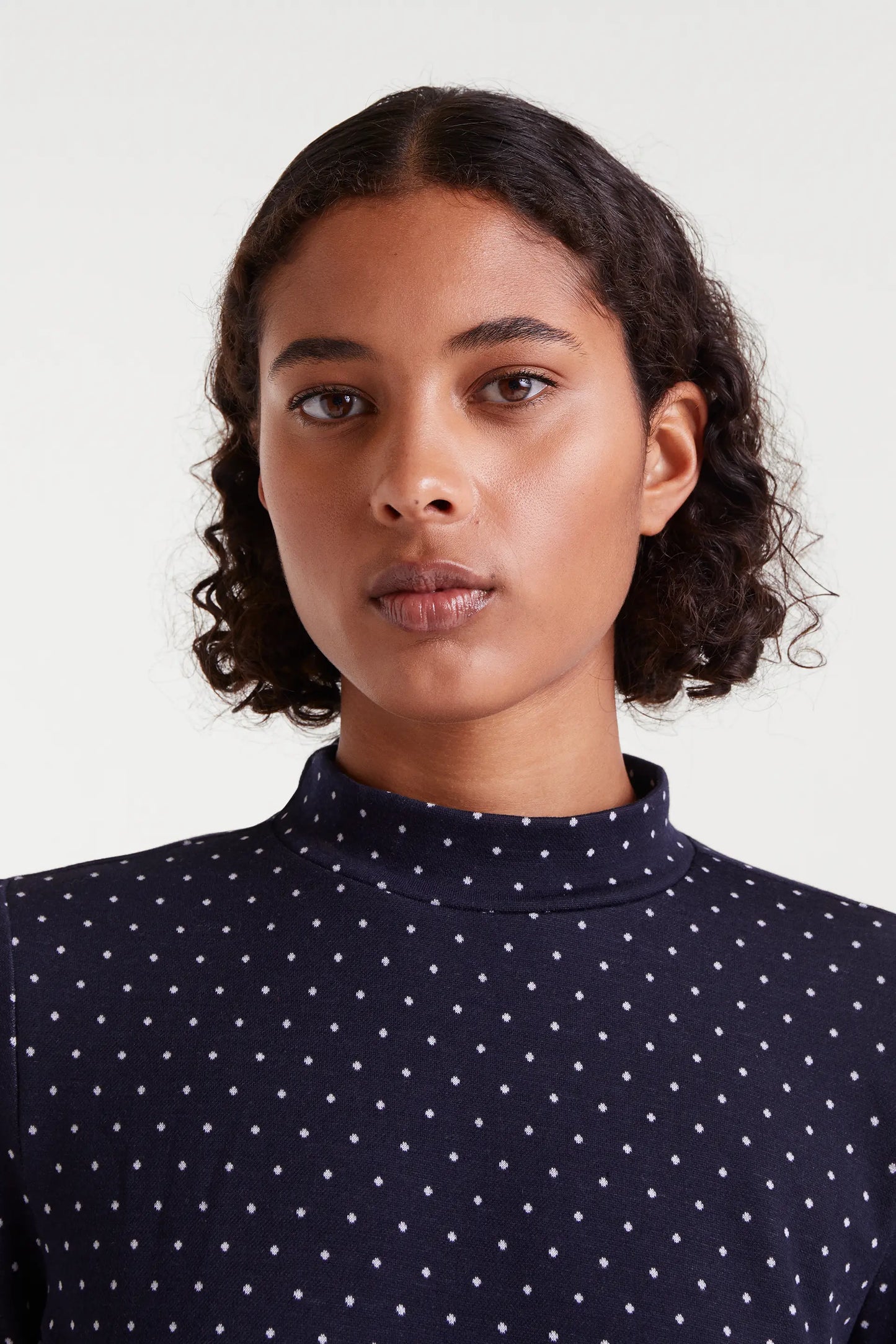 Abito corto in jacquard con stampa Super Mini Dots