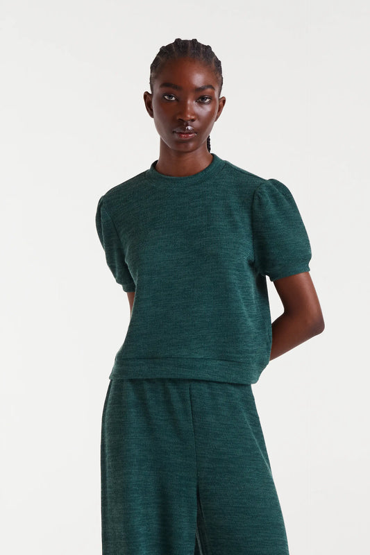 Camiseta punto canalé verde