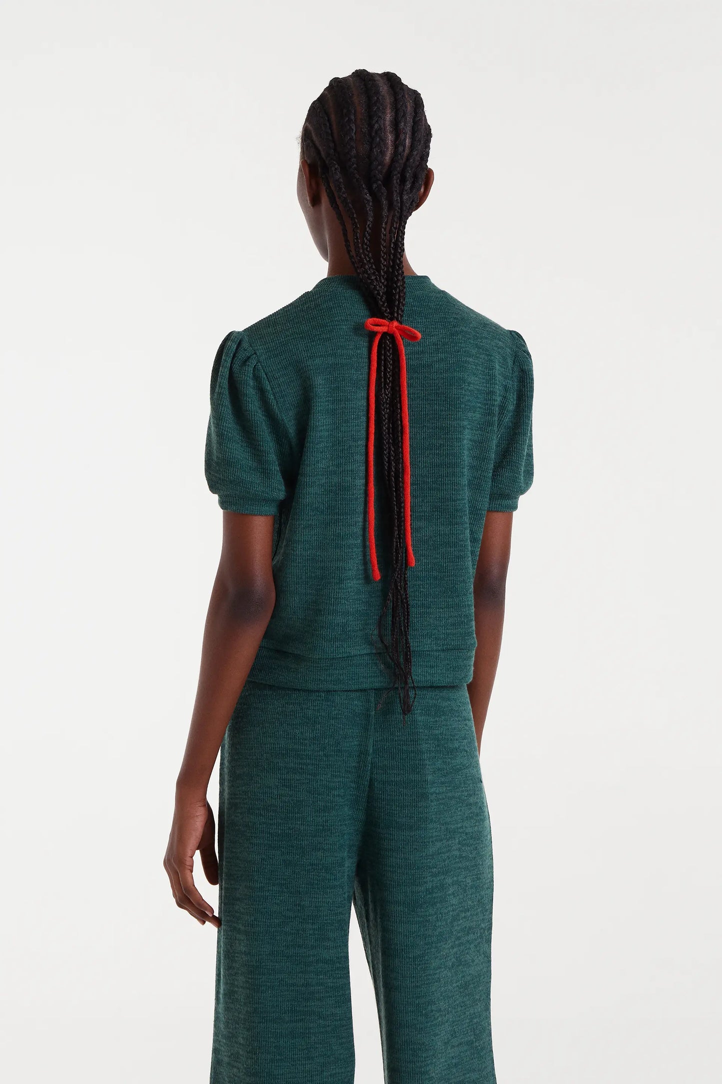 Camiseta punto canalé verde