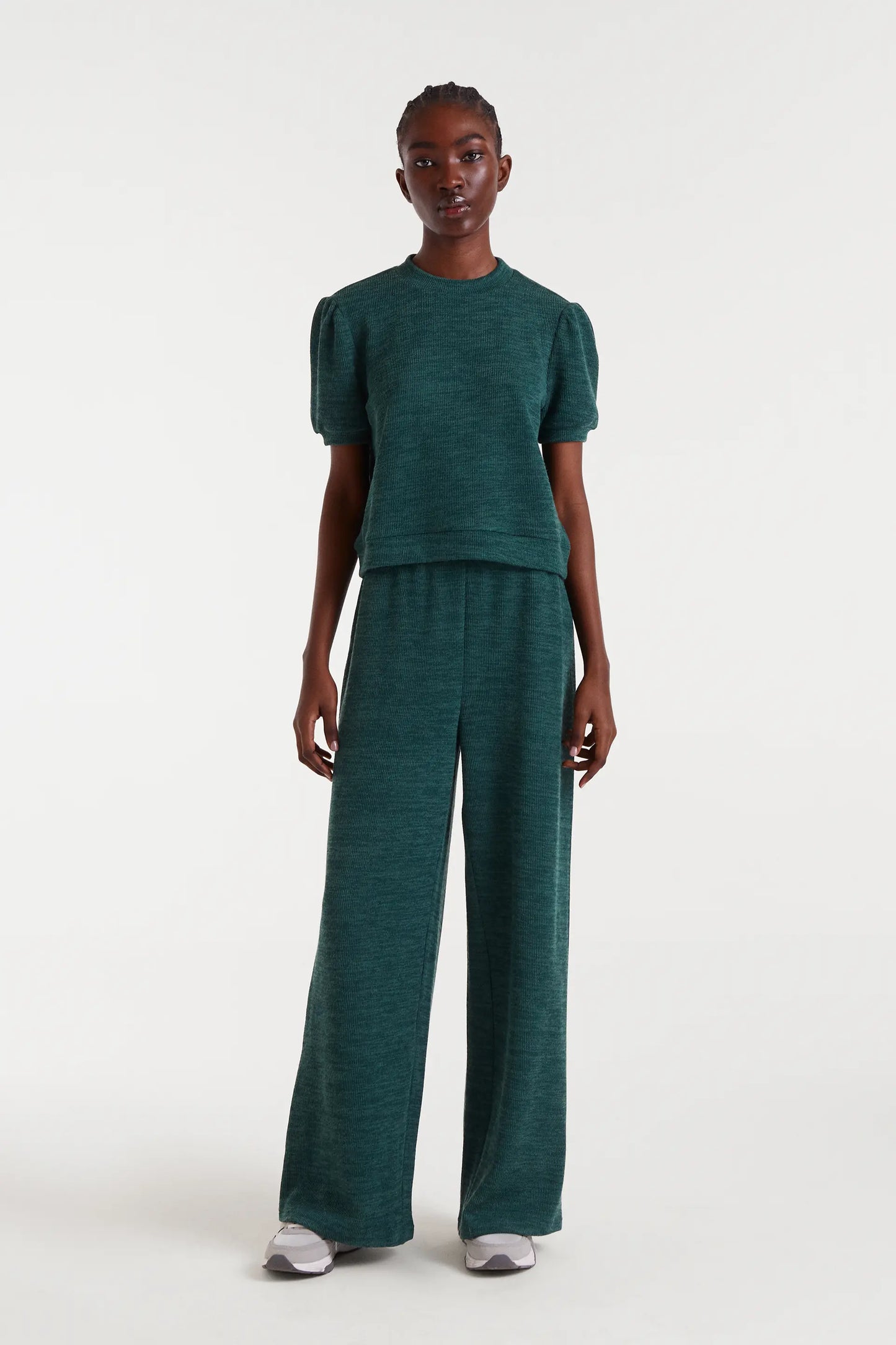 Camiseta punto canalé verde