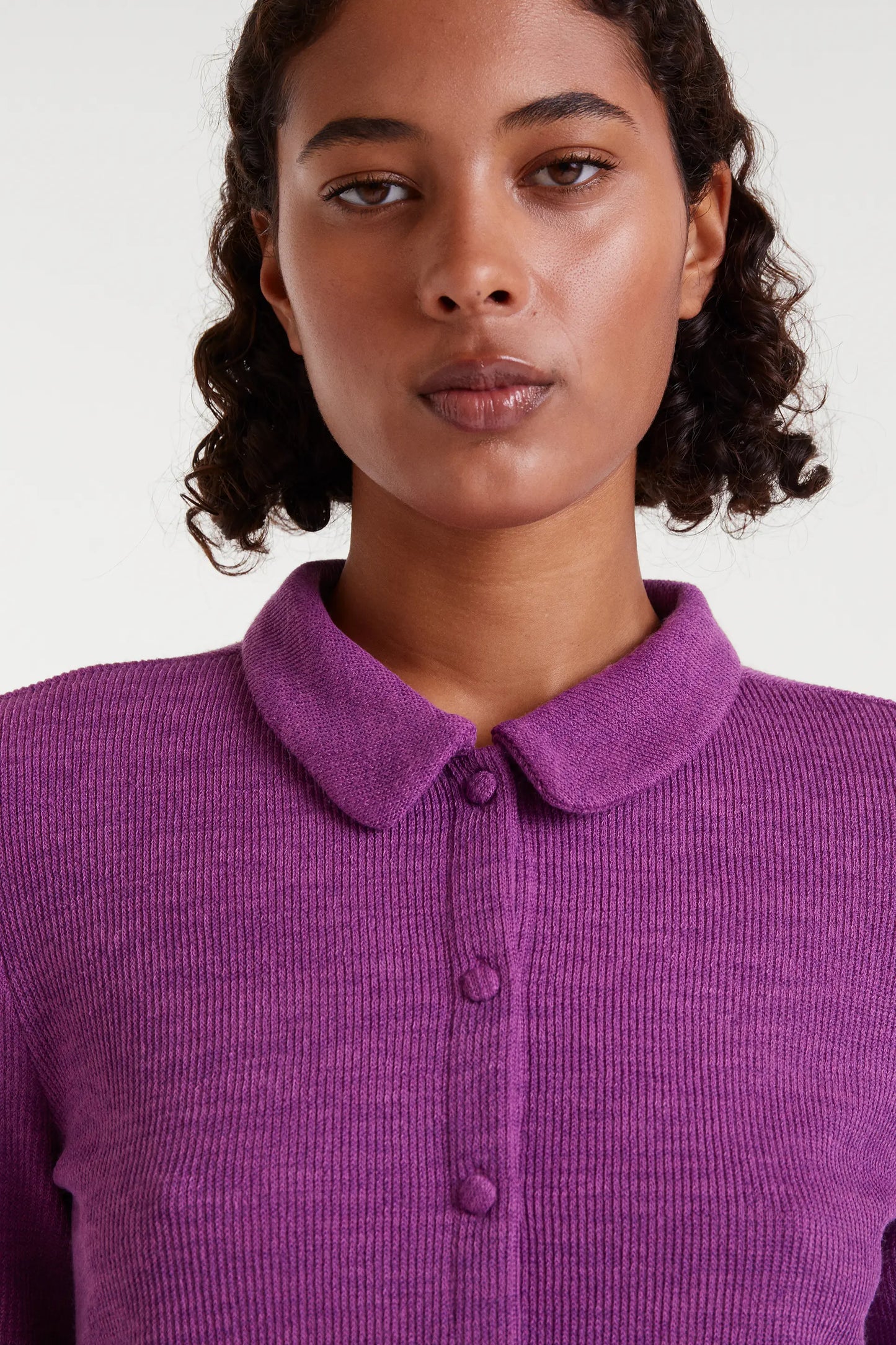 Cardigan a coste magenta