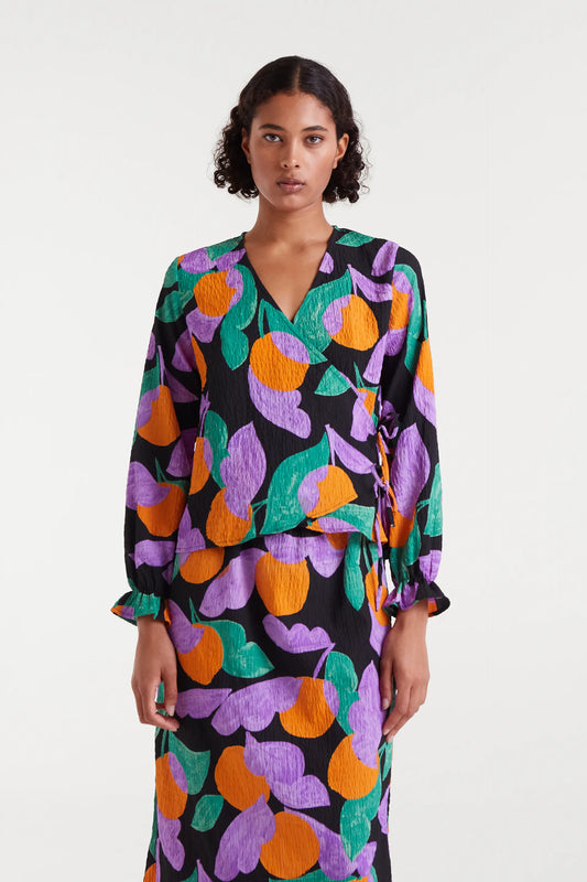 Top cuello pico con estampado Apricot