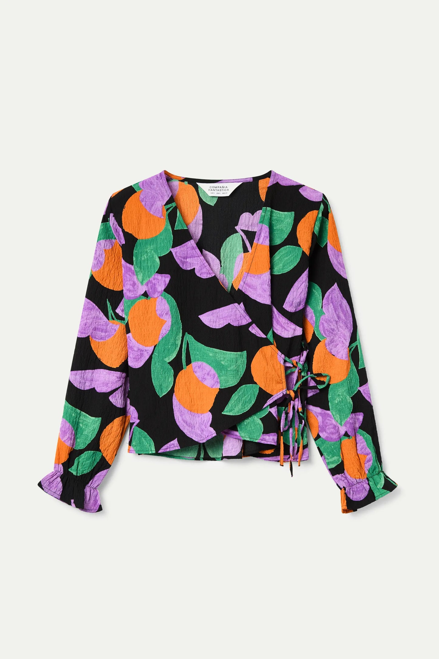 Top con scollo a V e stampa albicocca