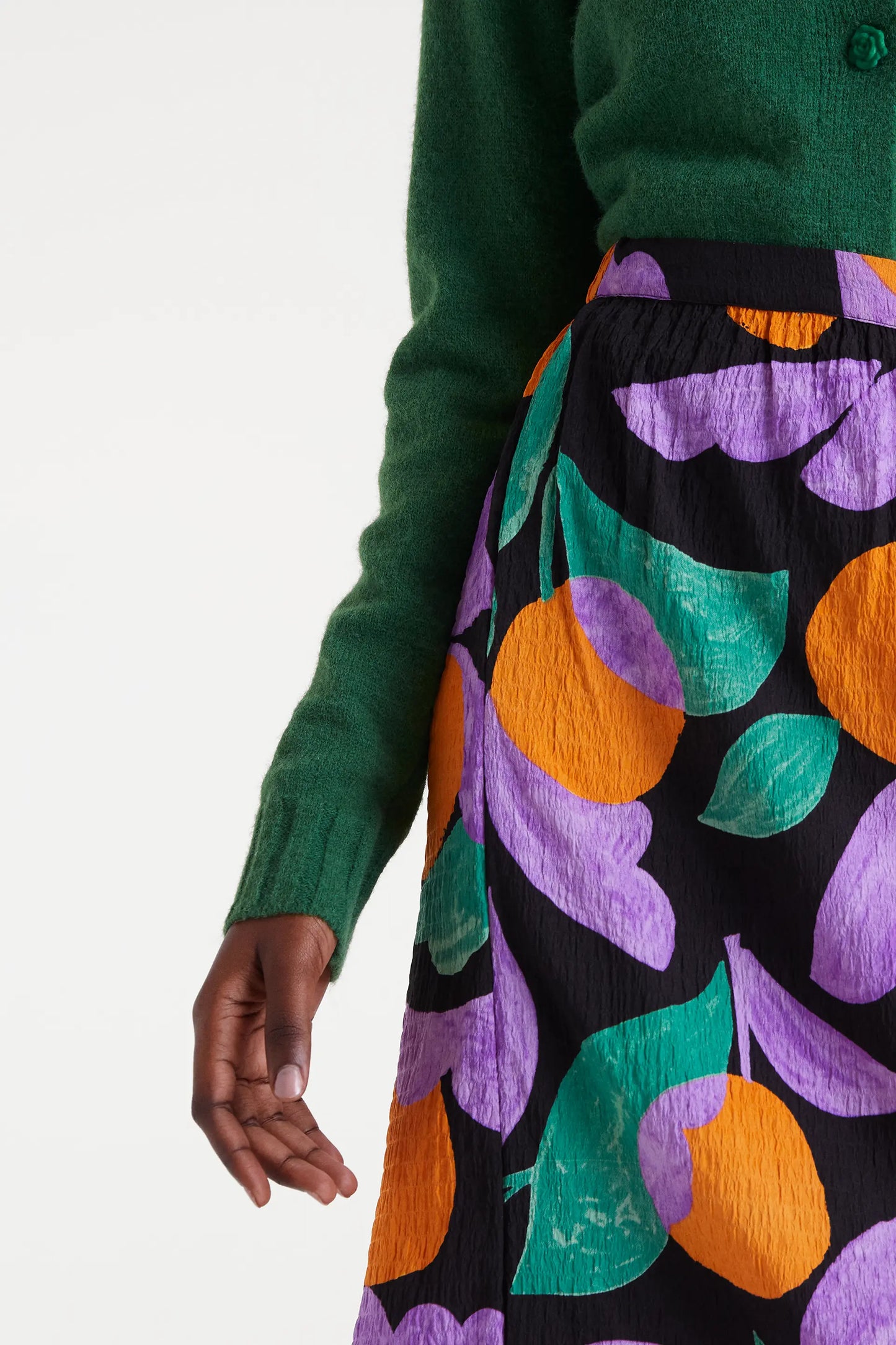 Gonna midi con stampa albicocca