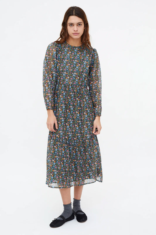 Vestido midi con estampado Flowers Lurex