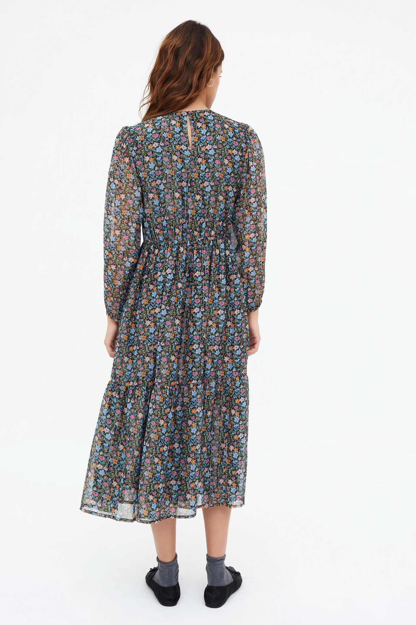 Vestido midi con estampado Flowers Lurex