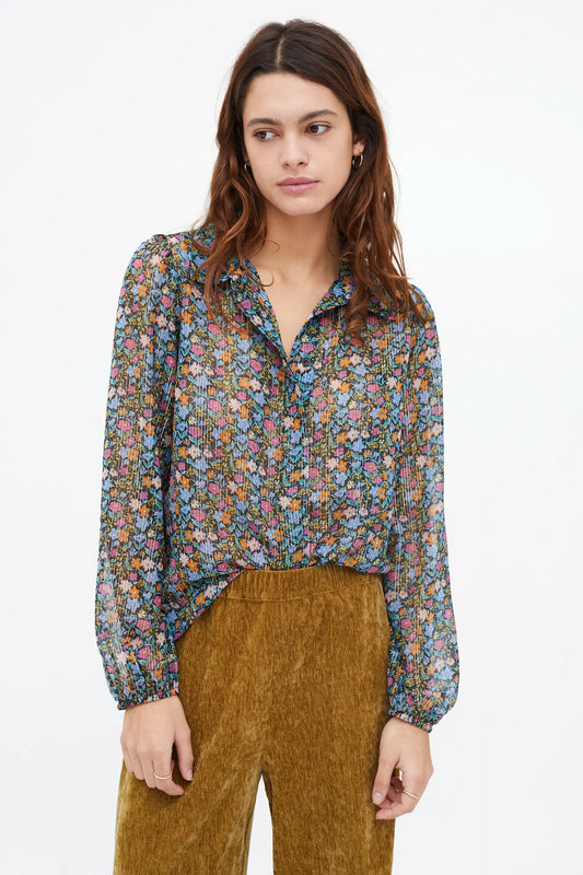 Camisa con estampado Flowers Lurex
