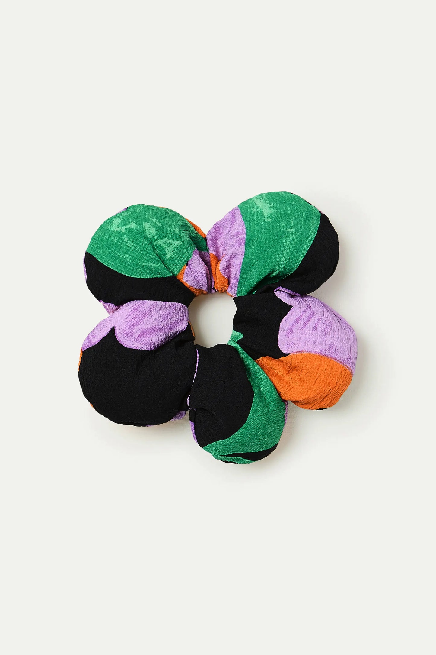 Apricot print flower-shaped scrunchie
