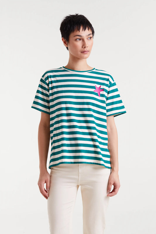 Camiseta de rayas 100% algodón con bordado estrella