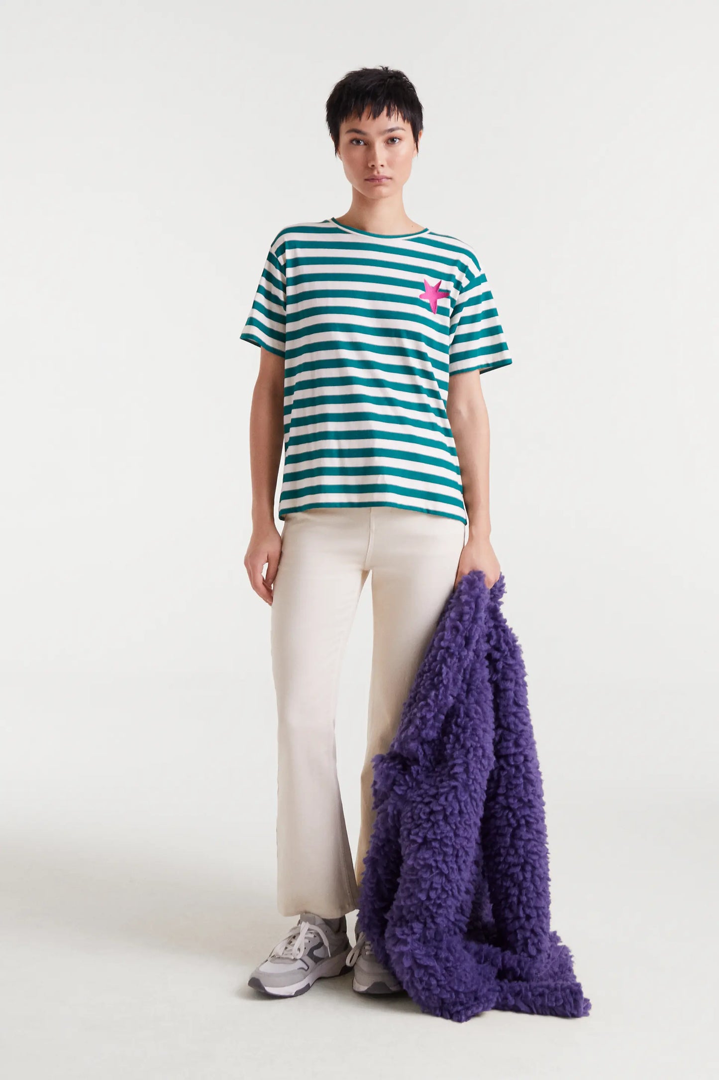 Camiseta de rayas 100% algodón con bordado estrella