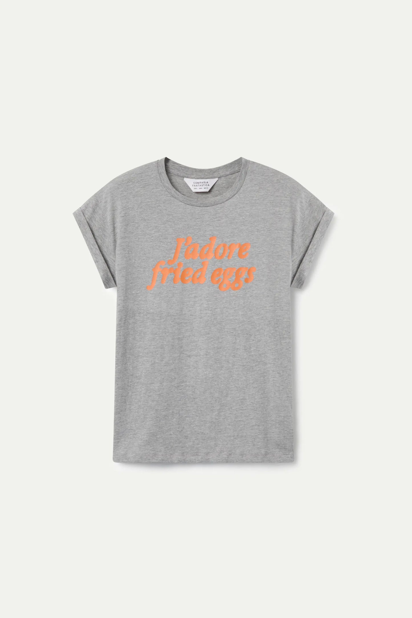 100% cotton T-shirt with J'adore fried eggs print