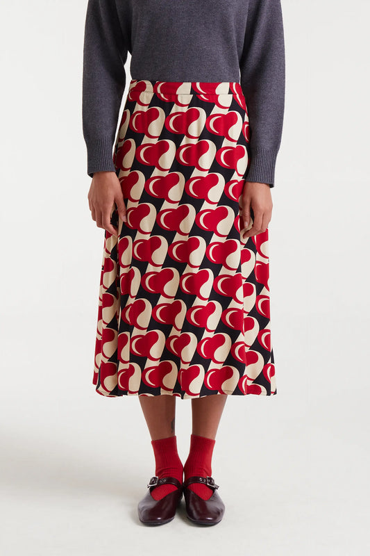 Heart Attack print midi skirt