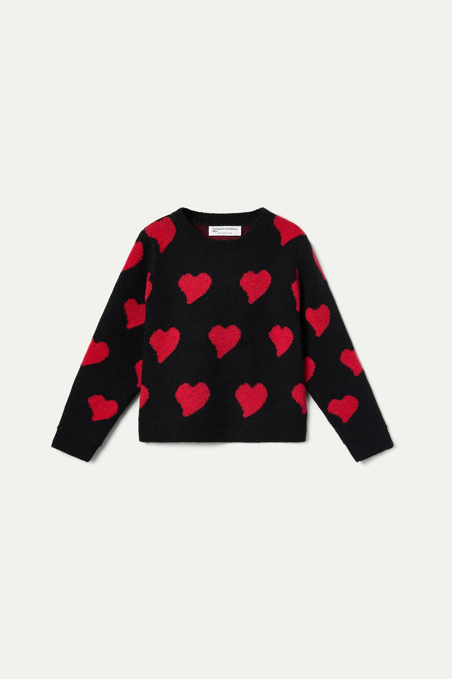 Girl's black sweater with red heart print Heart Attack