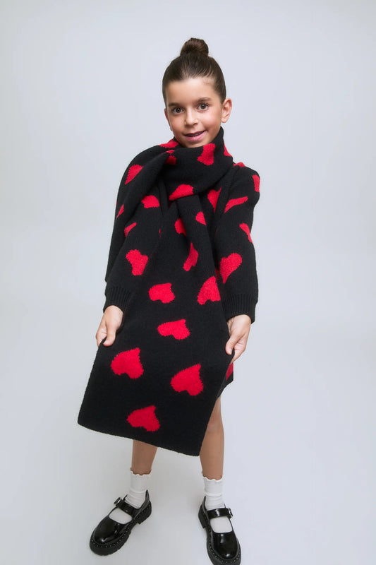 Girl's scarf with Heart Attack print