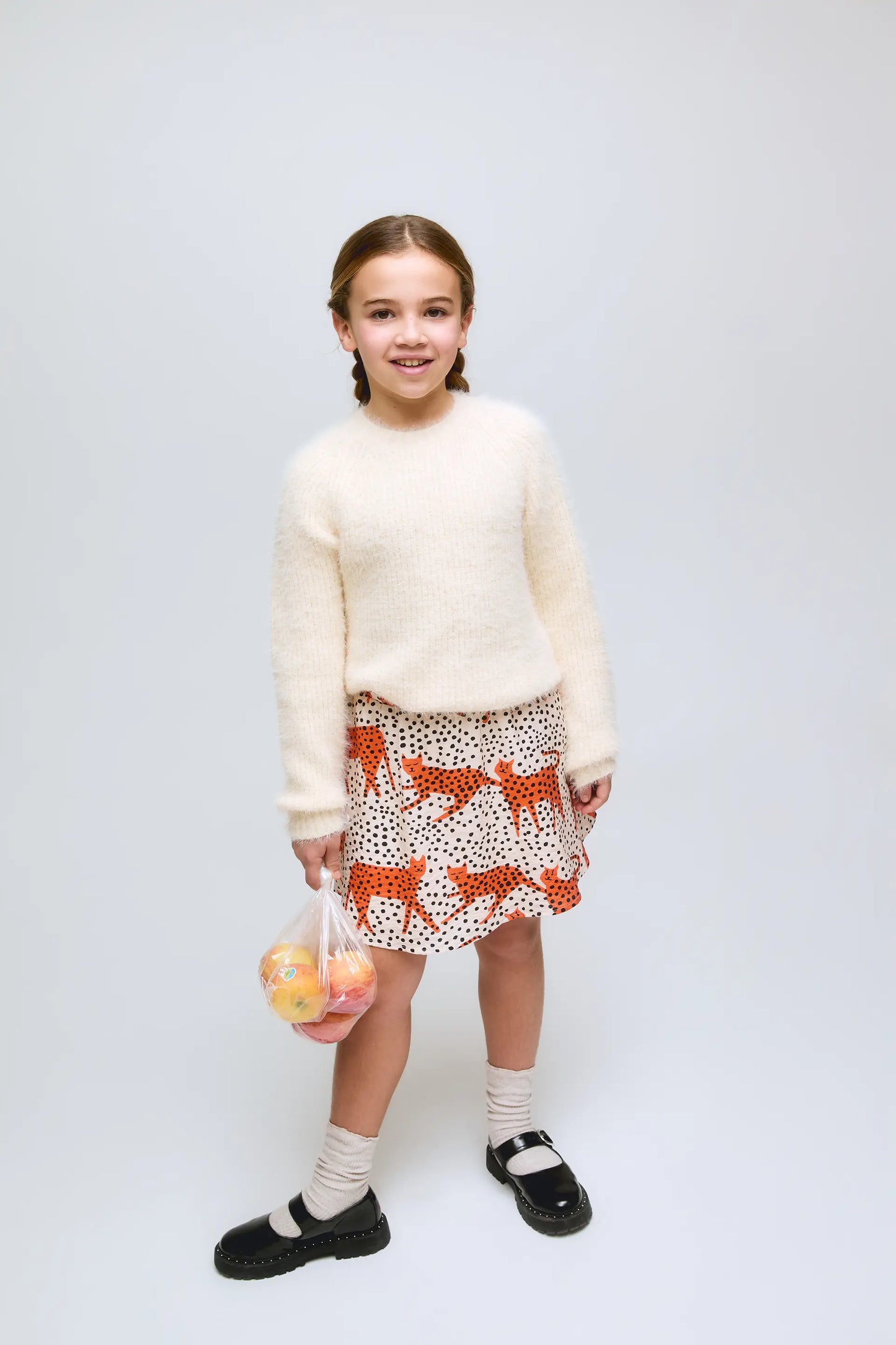 Gonna corta da bambina con stampa Tano