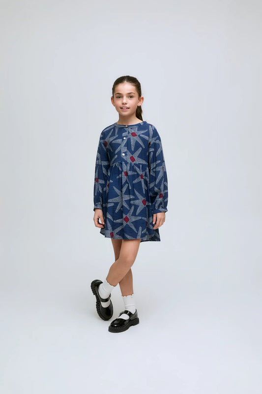Vestido corto de niña estampado Starship