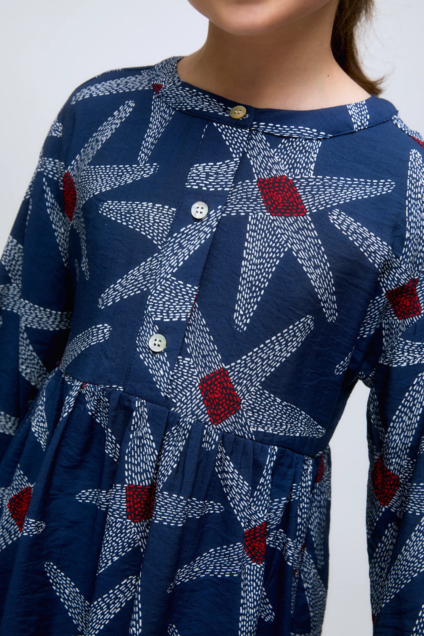 Abito corto da bambina con stampa di astronave