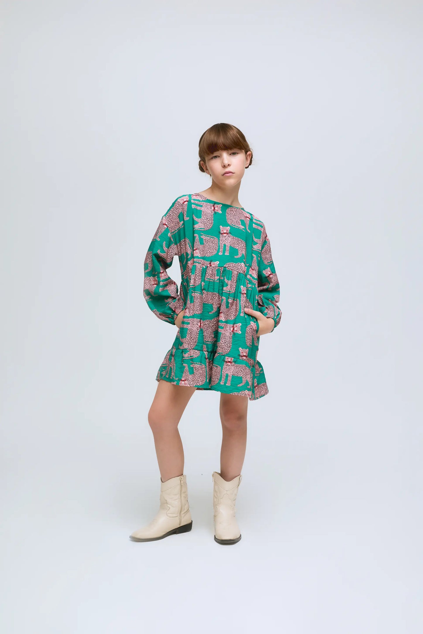 Onca printed long-sleeved girl's dress