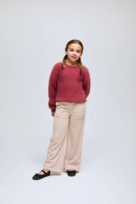 Pantalón ancho de niña de pana color blanco