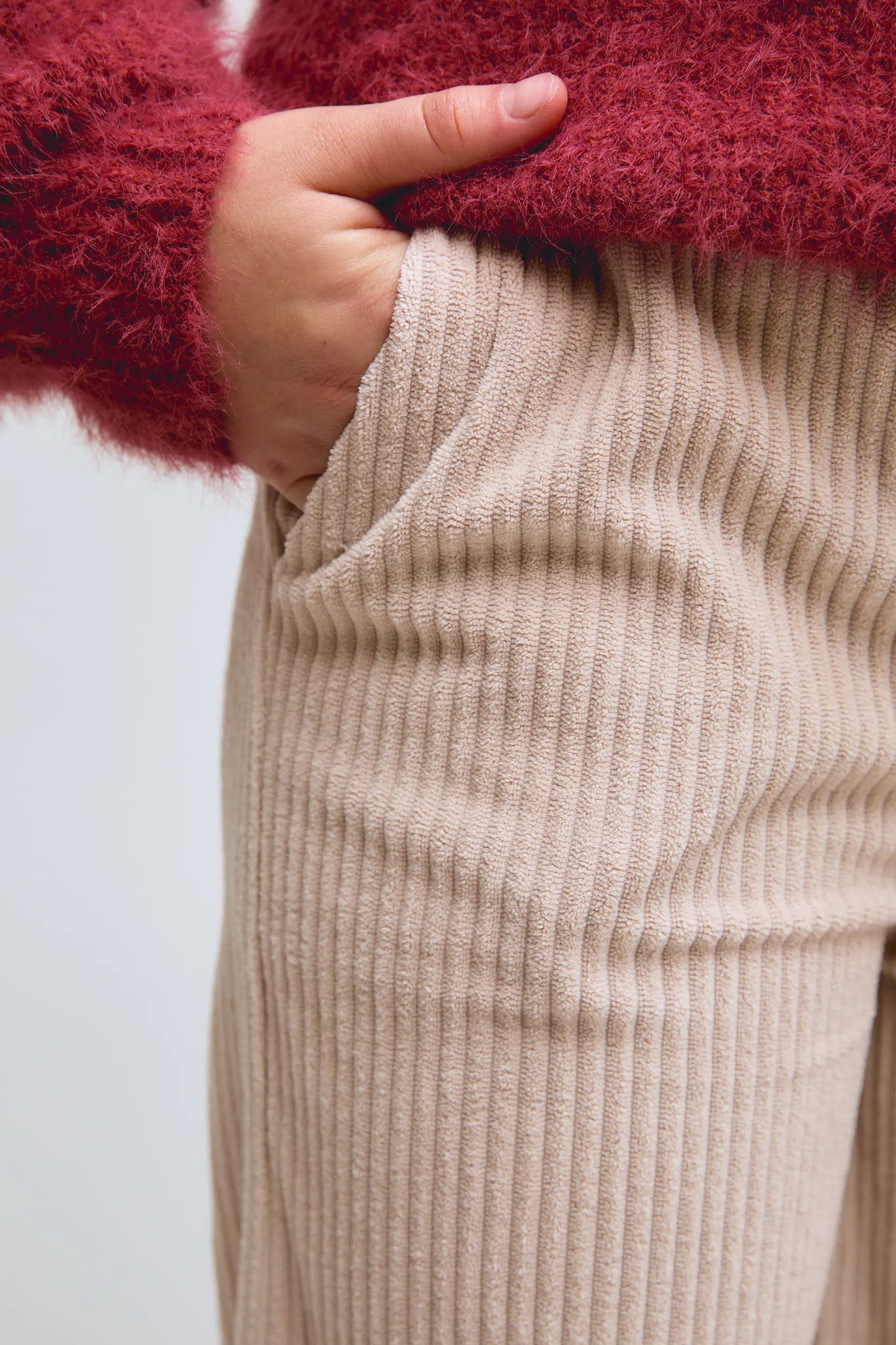 Wide-leg white corduroy pants for girls