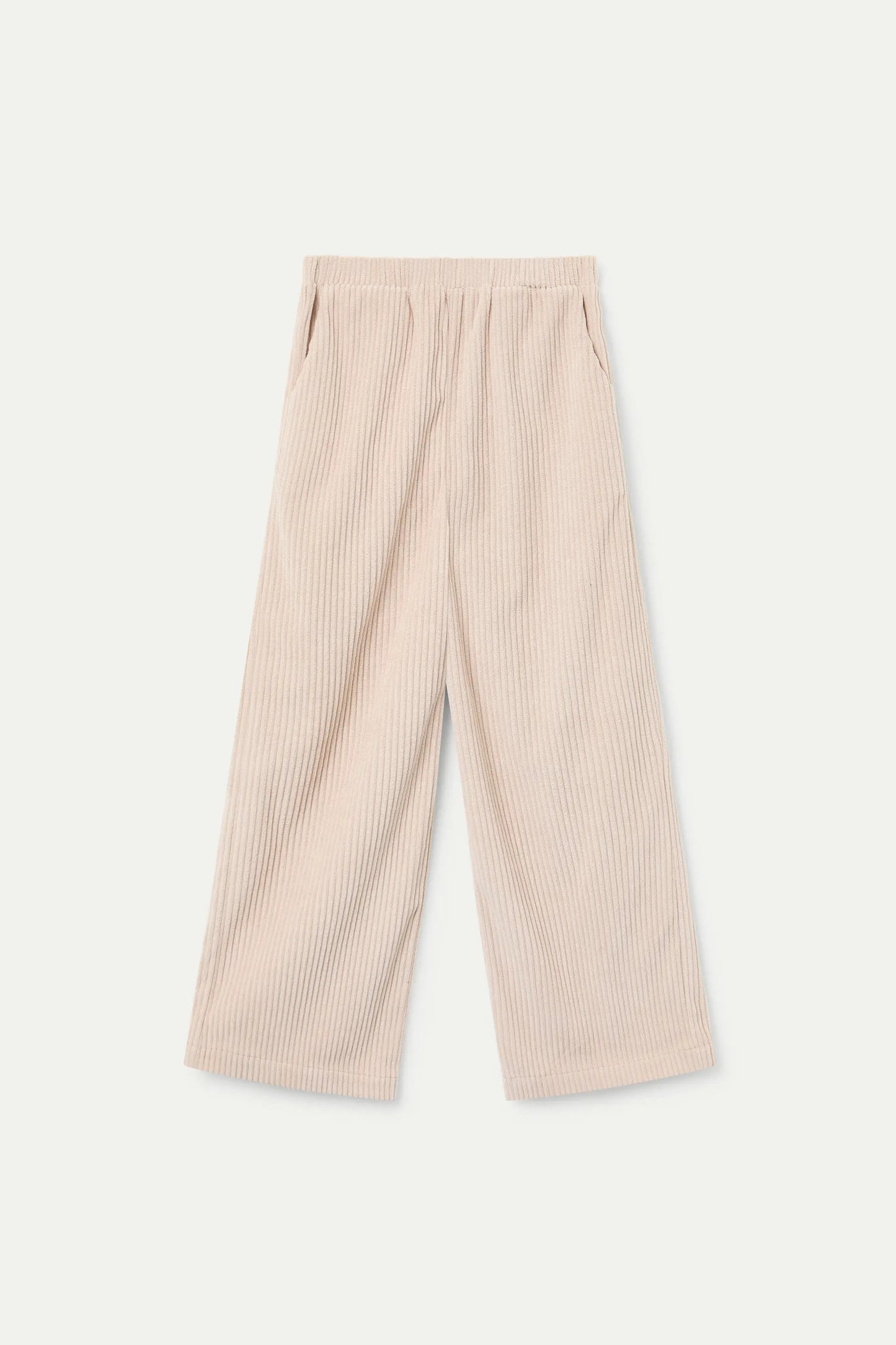 Wide-leg white corduroy pants for girls