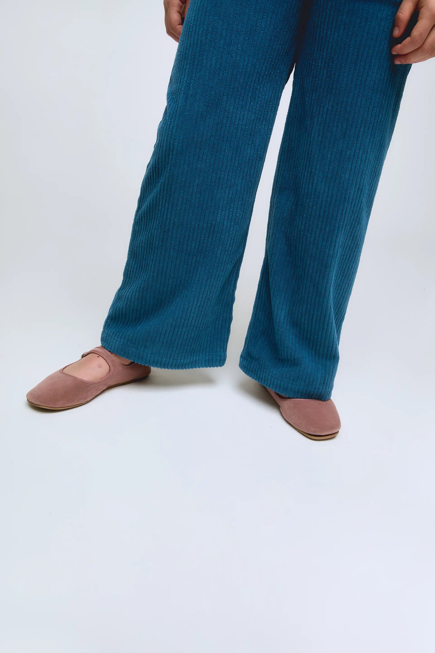 Pantaloni larghi in velluto a coste blu per ragazze