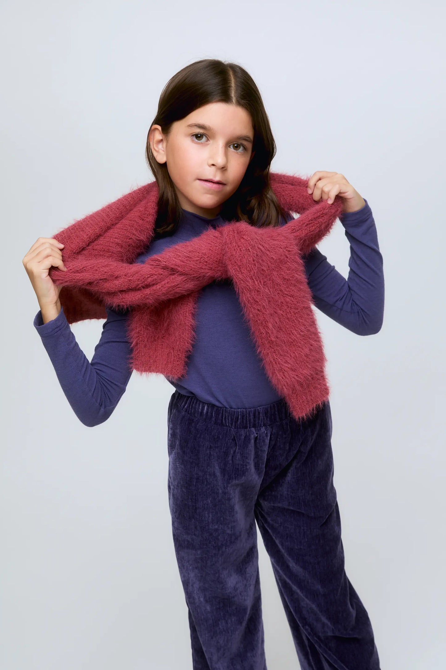 Purple turtleneck girl's sweater