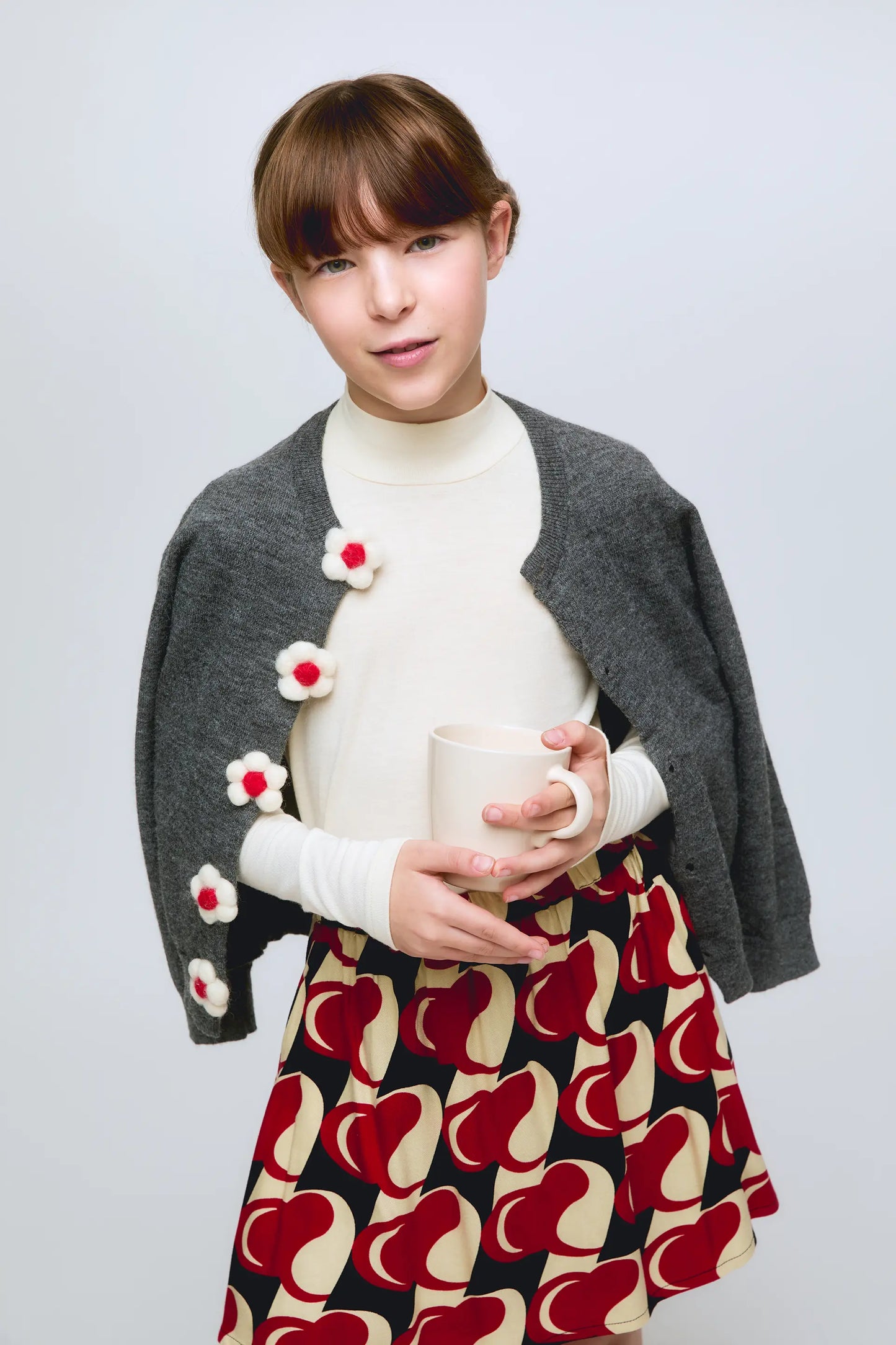 White turtleneck girl's sweater