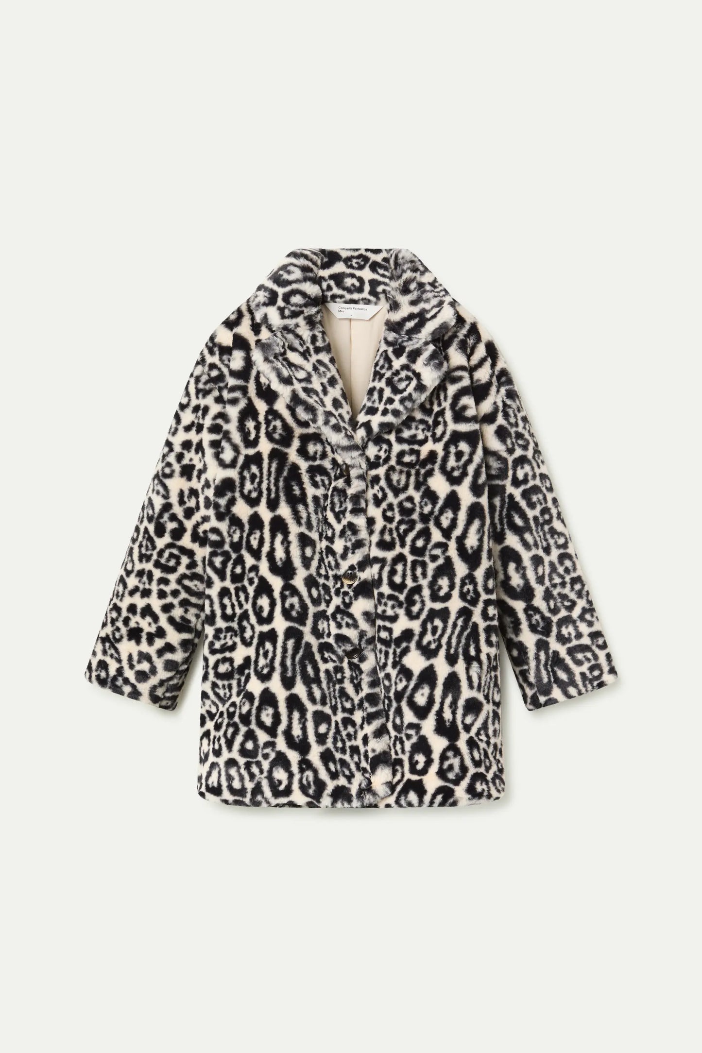 Cappotto in pelliccia sintetica da bambina con stampa animalier